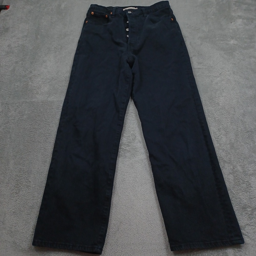 Levis 501 Jeans Womens 28 Black Denim Ribcage Straight Premium Casual